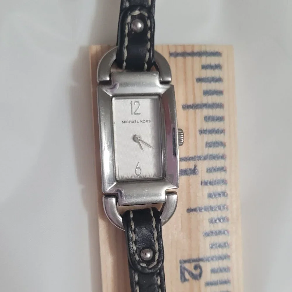 Silver Watch Michael Kors Black Band Ladies Vintage